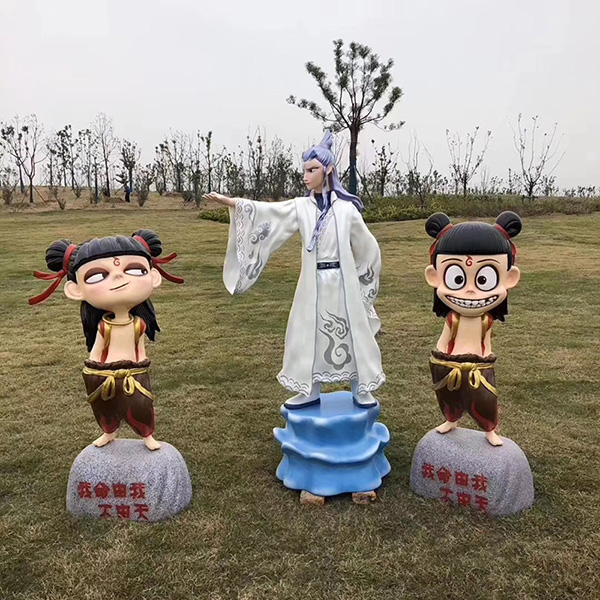 蘇州哪吒敖丙卡通玻璃鋼雕塑